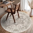 thumbnail image 1 of Living Room 4round Area Rug - Boho Rugs for Living Room Bedroom Stain Resistant Carpet Vintage Tribal Rugs for Kitchen Playroom with Non Slip Backing Home Decor Floor Mat for Bathroom 4ft Ivory, 1 of 5