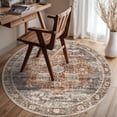 thumbnail image 1 of Living Room 4round Area Rugs - Boho Rugs for Bedroom Dining Room Stain Resistant Carpet Vintage Tribal Rugs for Kitchen Bathroom with Non Slip Backing Home Decor Floor Mat 4ft Brick, 1 of 15