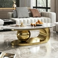 thumbnail image 1 of Living Room 51 Inches Oval Table, Faux Marble Surface, Stainless Steel Base, Design Coffee Heat-, 1 of 6