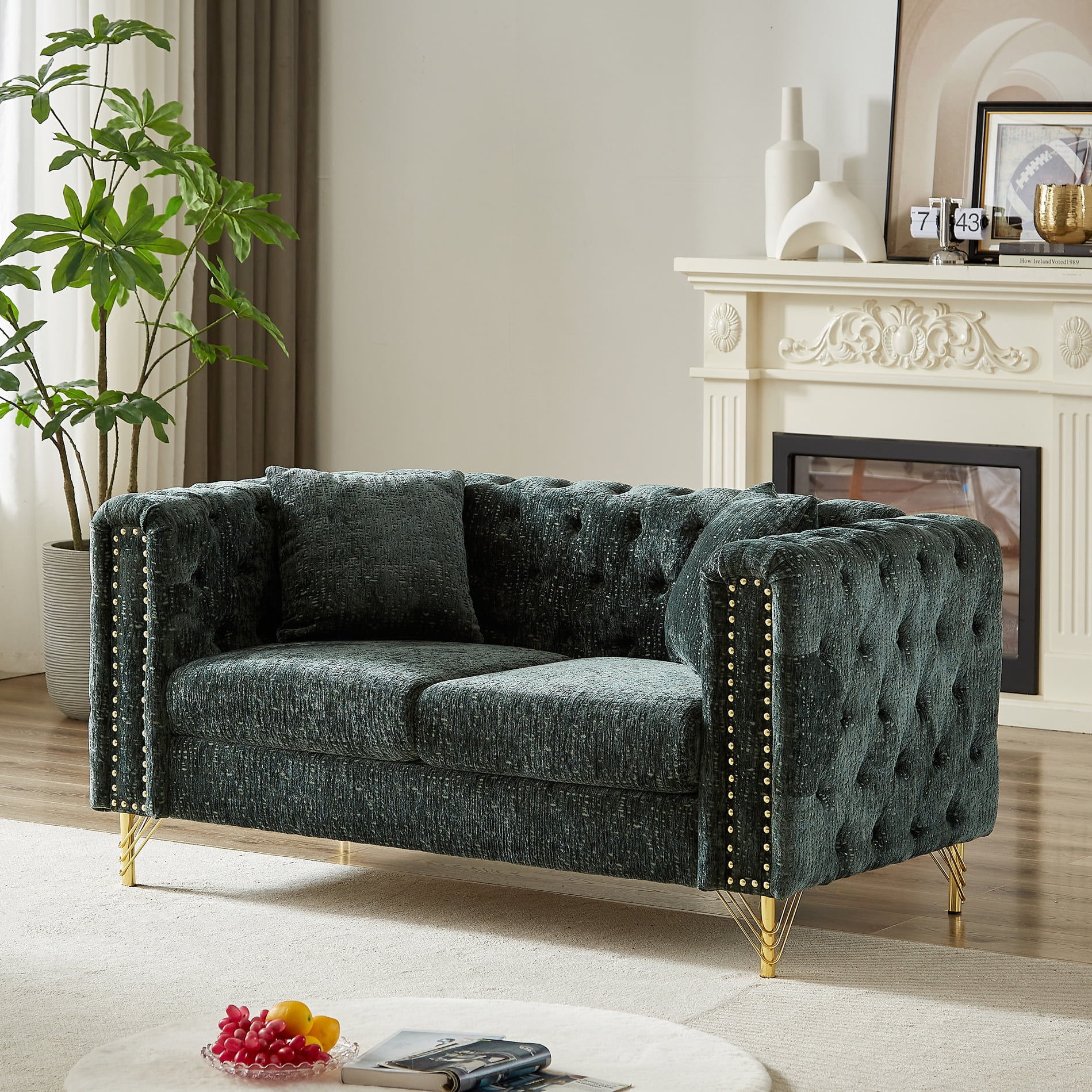 Living Room 60-inch Chenille Model, Pull Buckle Style, Buttons & Copper ...