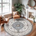 thumbnail image 1 of Living Room 6round Area Rugs - Boho Rugs for Living Room Stain Resistant Carpet for Bedroom Kitchen Bathroom with Non Slip Backing Home Decor Floor Decoration Mat 6ft Navy, 1 of 17