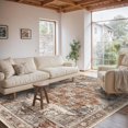 thumbnail image 1 of Living Room 6x9 Area Rug - Vintage Washable Rugs with Non Slip Backing Soft Stain Resistant Carpet for Bedroom Indoor Ultra-Thin Low Pile Carpets Home Decor Mat 6x9 Brick, 1 of 15