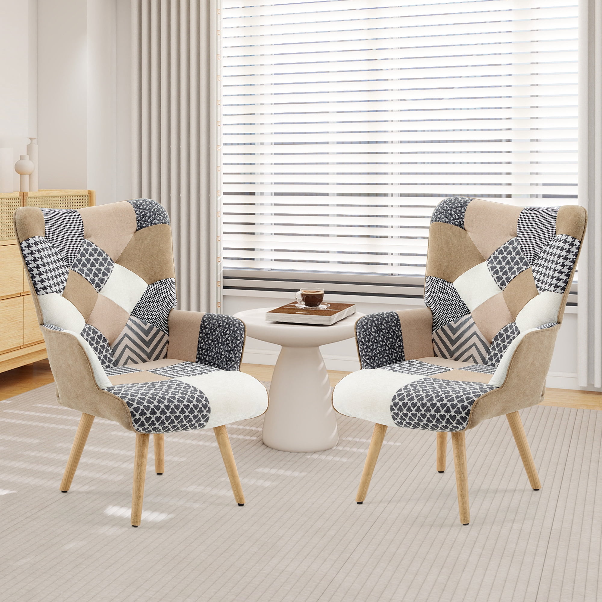 SAETSFEG, Living Room Accent Chair, Grey, 2 Pack, High Backrest ...
