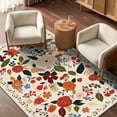 thumbnail image 1 of 3x5 ft Living Room Area Rug Machine Washable Boho Area Rug Non Slip Floral Vintage Low Pile Large Rug for Living Room, Bedroom, Farmhouse, Dining Room, Kids Playroom, 1 of 12