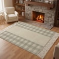 thumbnail image 1 of Living Room Area Rug 4'x 6', Retro Grey Washable Large Carpet with Tassels, Farmhouse Buffalo Plaid Vintage Beige Farmhouse Low-Profile Carpet Mat for Bedroom, Kitchen, Home Decor, 1 of 9
