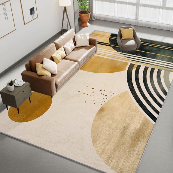 Living Room Area Rugs, Bohemian Style Abstract Art Printed Design Carpet, Light-Colored Washable Rectangle Rug, Soft Short Pile Carpet For Bedroom Dining Room Non-Slip Rug