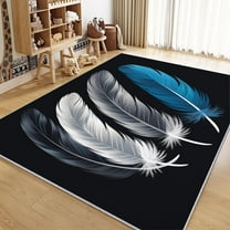 Living Room Area Rugs, Cartoon Feather Printed Decorate Rug, Black Carpet Washable Short Pile Rugs For Bedroom Dining Room, Soft Non-Slip Rectangle Rug