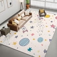 thumbnail image 1 of Living Room Area Rugs, Cartoon Painting Rocket Stars Printed Design Carpet, Light-Colored Washable Rectangle Rug, Soft Short Pile Carpet For Bedroom Dining Room Non-Slip Rug, 1 of 7