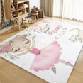 thumbnail image 1 of Living Room Area Rugs, Cartoon Pink Ballerina Printed Rug, White Carpet Washable Short Pile Area Rugs For Bedroom Dining Room, Soft Non Slip Non Shedding Rug, 1 of 7