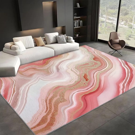 Living Room Area Rugs, Marble Agate Texture Printed Design Carpet, Marble Texture Washable Rectangle Rug, Soft Short Pile Carpet For Bedroom Dining Room Non-Slip Rug 2x3ft