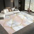 thumbnail image 1 of Living Room Area Rugs, Marble Geometric Shape Texture Printed Design Carpet, Rose Gold Washable Rectangle Rug, Soft Short Pile Carpet For Bedroom Dining Room Non-Slip Rug, 1 of 7