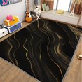 thumbnail image 1 of Living Room Area Rugs, Marble Smooth Curves Printed Design Carpet, Black Gold Washable Rectangle Rug, Soft Short Pile Carpet For Bedroom Dining Room Non-Slip Rug, 1 of 7