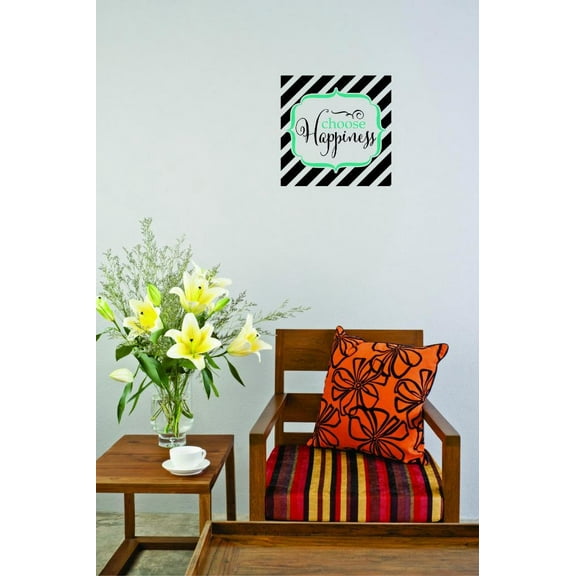 Living Room Art Choose Happiness Quote 12x12 Inches
