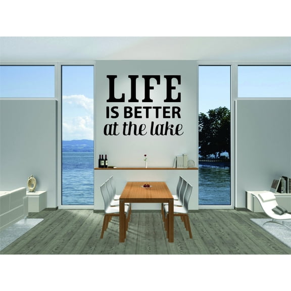 Living Room Art Life Is Better At The Lake Vacation Fun Quote Relax 16x24 Inches