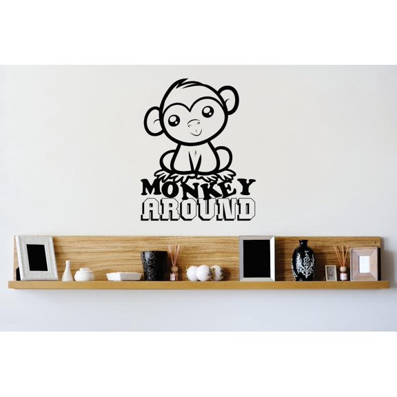 Living Room Art Monkey Around Kids School Daycare Playroom Boy Girl Image Quote 12x12"