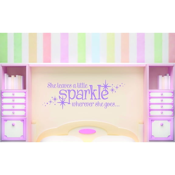 Living Room Art She Leaves A Little Sparkle Wherever She Goes... Teen Baby Girl Quote 12x18"