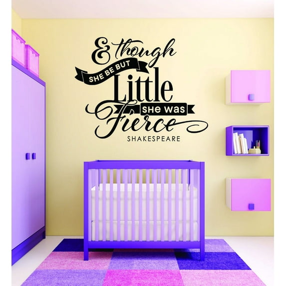Living Room Art & Though She Be But Little She Was Fierce Shakespeare Quote Baby Girl 12x18 Inches