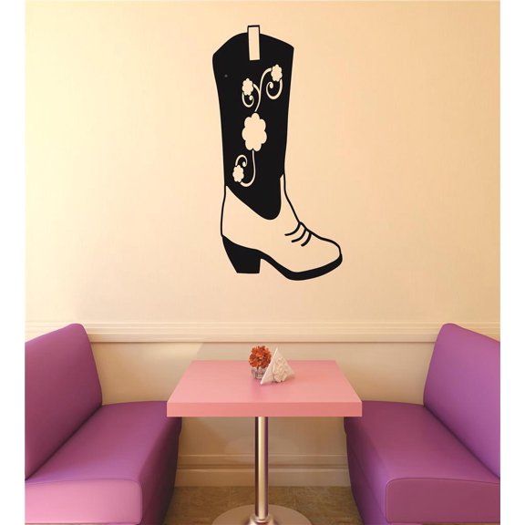 Living Room Art Western Cowgirl Flower Cowboy Boot 20x40"