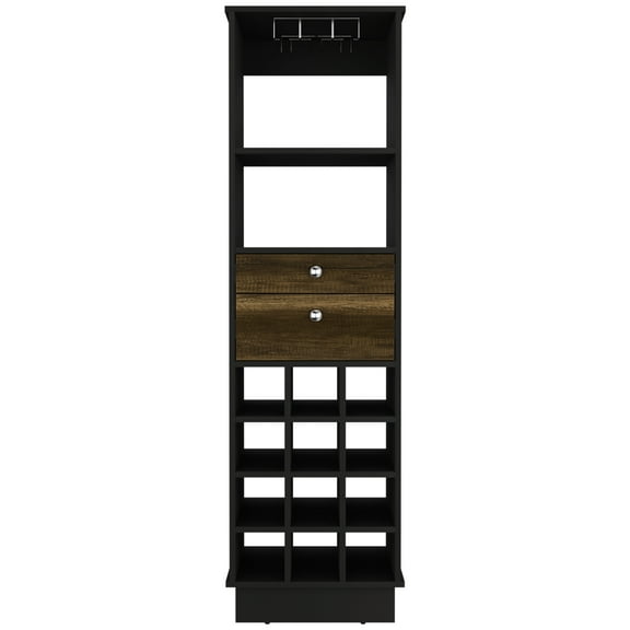 Living Room Bar Cabinet - 12 Wine , 2 Drawers, 1 Shelf, Black/walnut, 81.91 Lb, Strong Black/walnut Decoration 24'' Top,