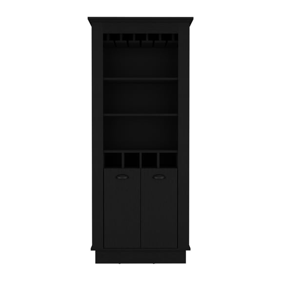 Living Room Bar Cabinet , Black With Versatile Internal Shelving For Bottles In Black, Wine Showcase 4.4"w X 4.4"h
