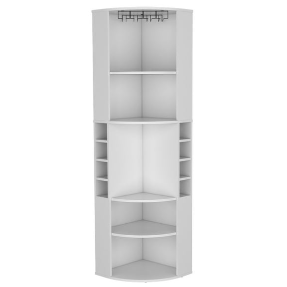 Living Room Bar Cabinet In White, With Engineered Wood And Design White For Elevated Glass Rack Ample Shelving