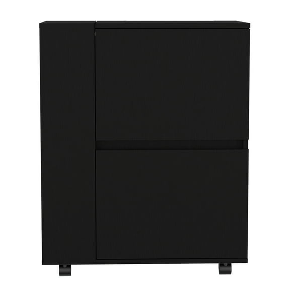 Living Room Bar Cart , Black - 2 Cabinets, Versatile Functionality, Movable, Simple Assembly Circumstance Stylish With Dual Cabinet Storage For Decoration
