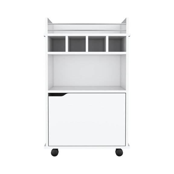 Living Room Bar Cart | Four - Slot Wine Storage & Hidden Cabinet | High - Quality Materials | Solves Difficult Assembly