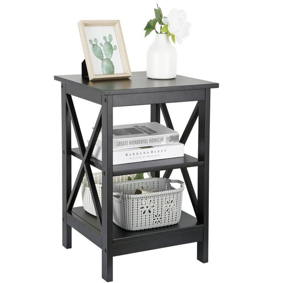 Living Room Bedroom Furniture Black Stand End Table Sofa Side End Storage Shelf