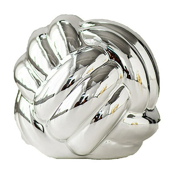 For Living Room, Bedroom, Office Desktop Chain Link Decor Modern Ceramic Knot Decor Bookshelf Decor Entryway Table Decor Coffee Table Decor Shelf Decor Accents Silver M 1PCS