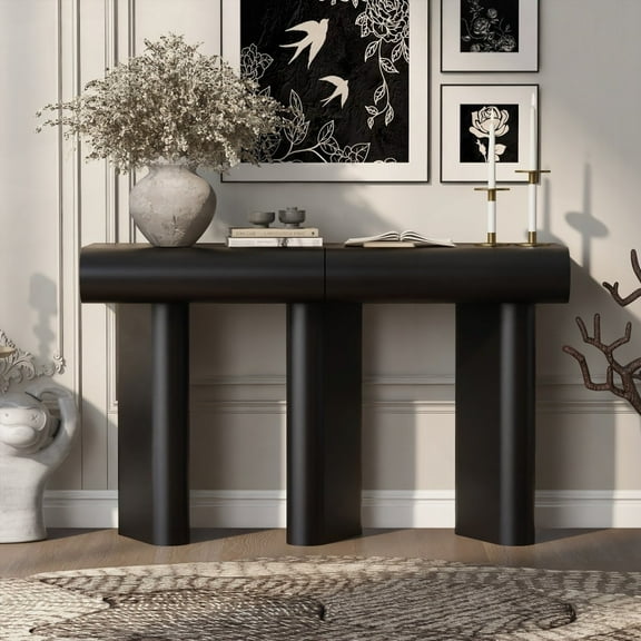 Living Room Bedroom Table! U_Style 47.6" - High-Gloss Finish & Spacious Drawers