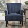 thumbnail image 1 of Living Room Bedroom Upholstered Armchair with Rivet Tufted Scroll Arm, Comfy Single Seat Accent Chair with Wood Frame and Legs, Steady and Durable, Convenient Assembly, Navy, 1 of 7