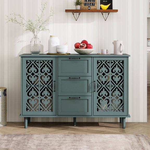 Living Room Cabinets 2 Door 3 Drawer Cabinet, American Furniture, Suitable for Bedroom, Living Room, Study,Wooden Cabinets