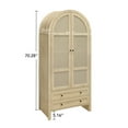 thumbnail image 1 of Living Room Cabinets 70.28" Tall Arched Kitchen Pantry, Arched Storage Display Cabinet with 2 Drawers & Adjustable Shelves,Rattan Door Versatile Storage Cabinet for Kitchen, Dining Room, Living Room,, 1 of 23