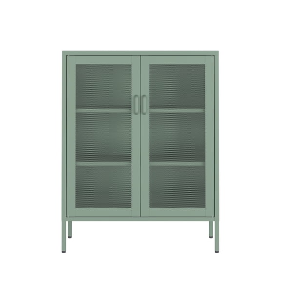 Living Room Cabinets, Amelia 32" Metal Accent Cabinet in Sage Green, Sage Green Wooden Cabinets,Steel Metal Cabinets, Furniture Primary Living Space Cabinets