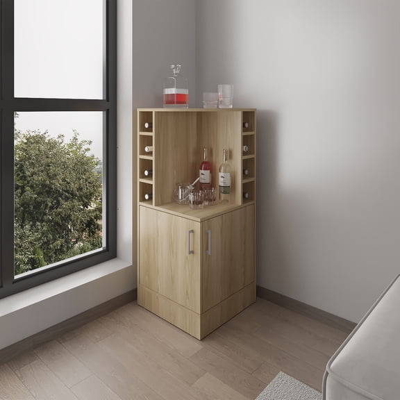 Living Room Cabinets Bar Cabinet, 2 Doors, 8 Wine Bottle Compartments,Wooden Cabinets