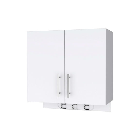 Living Room Cabinets Carmelita 2-Door 2-Shelf Wall Storage Cabinet with Hangers White,Wooden Cabinets