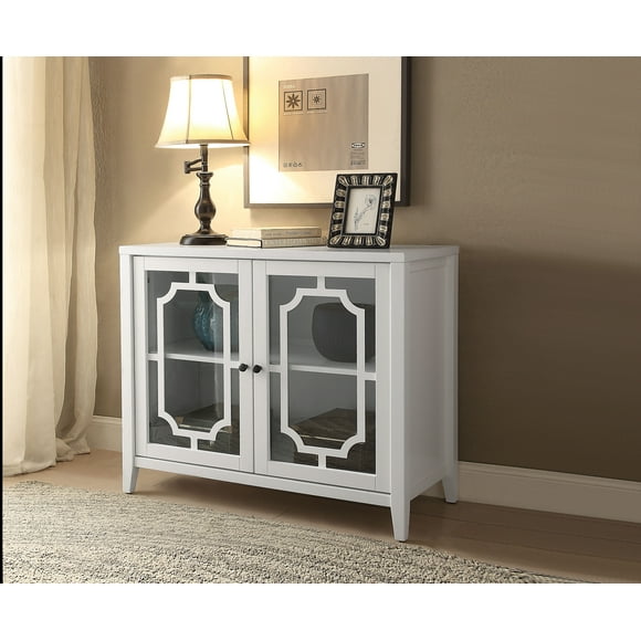 Living Room Cabinets, Ceara White Finish Console Cabinet, Primary Living Space Cabinets, Furniture Cabinets For Living Room,