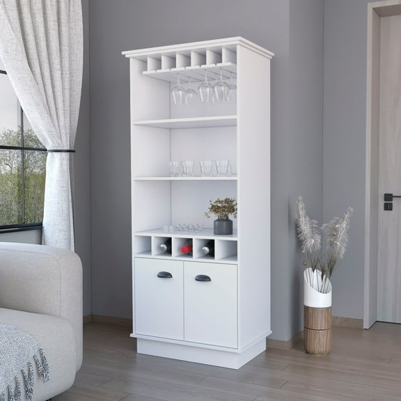 Living Room Cabinets, Claire White Glassware Rack Bar Cabinet, White Wooden Cabinets,Wood Metal Cabinets, Furniture Primary Living Space Cabinets Claire White Glassware Rack Bar Cabinet