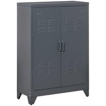 Living Room Cabinets HOMCOM Industrial Steel Storage Cabinet Storage Organizer Gray,Metal Cabinets