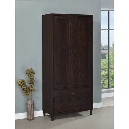 Living Room Cabinets Nestor Tobacco 2-drawer Tall Accent Cabinet with 2 Doors,Primary Living Space Cabinets