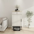 thumbnail image 1 of Living Room Cabinets Robot Vacuum Stand Cabinet with Wheels, Sweeping Robot Storage Rack with Doors and Drawers, Side Table for Living Room, Home Office, Kitchen-Antique White,Primary Living Space Ca, 1 of 15