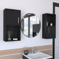 Living Room Cabinets Wall Mounted Bathroom Medicine Cabinet Eak 24" H, Two Doors, Two Shelves,Black,Wooden Cabinets