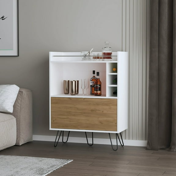 Living Room Cabinets Wine Storage Bar Cabinet with Drop-Down Door and Wine Storage,Primary Living Space Cabinets