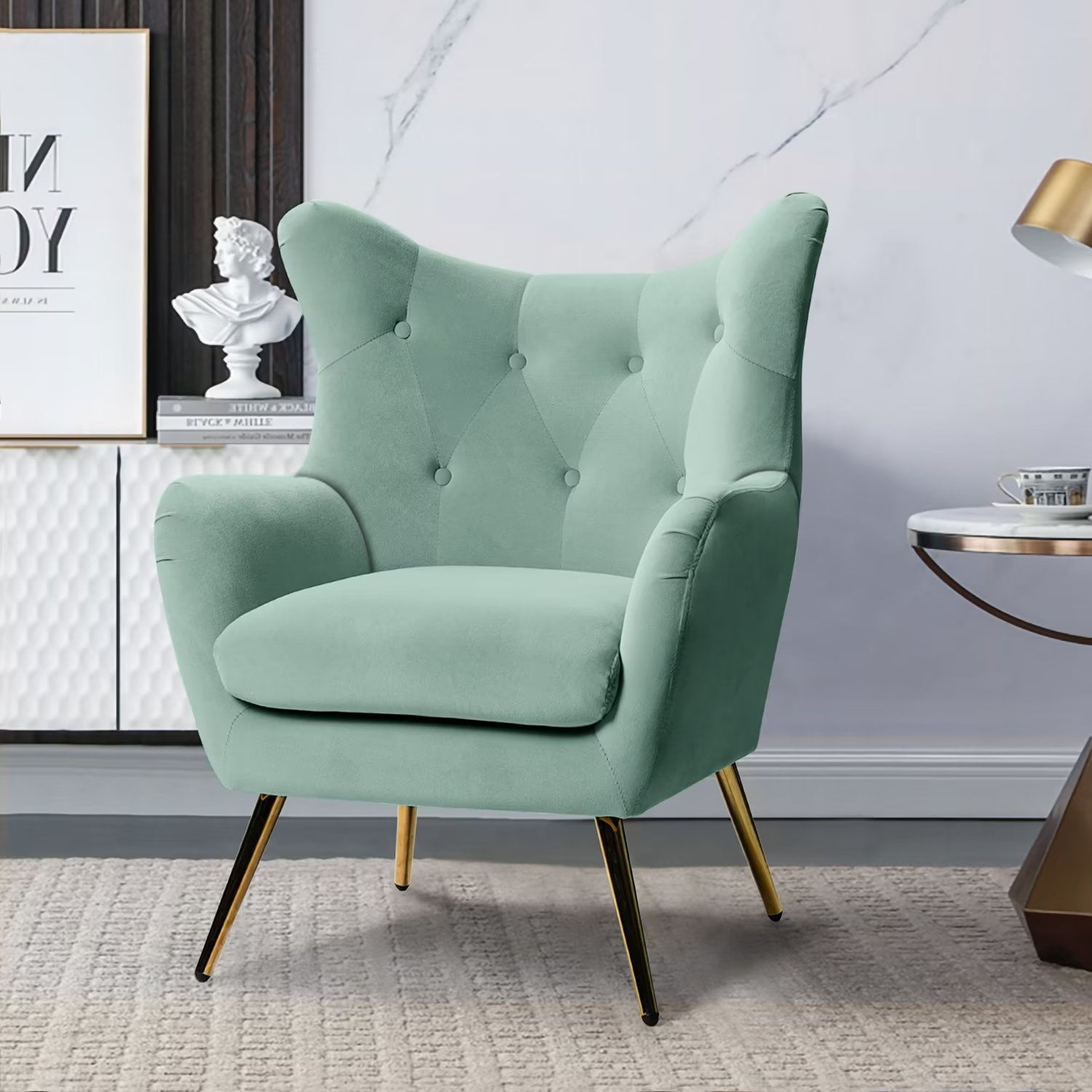 Living Room Chair Button Tufted Accent Chair Mid Century Modern