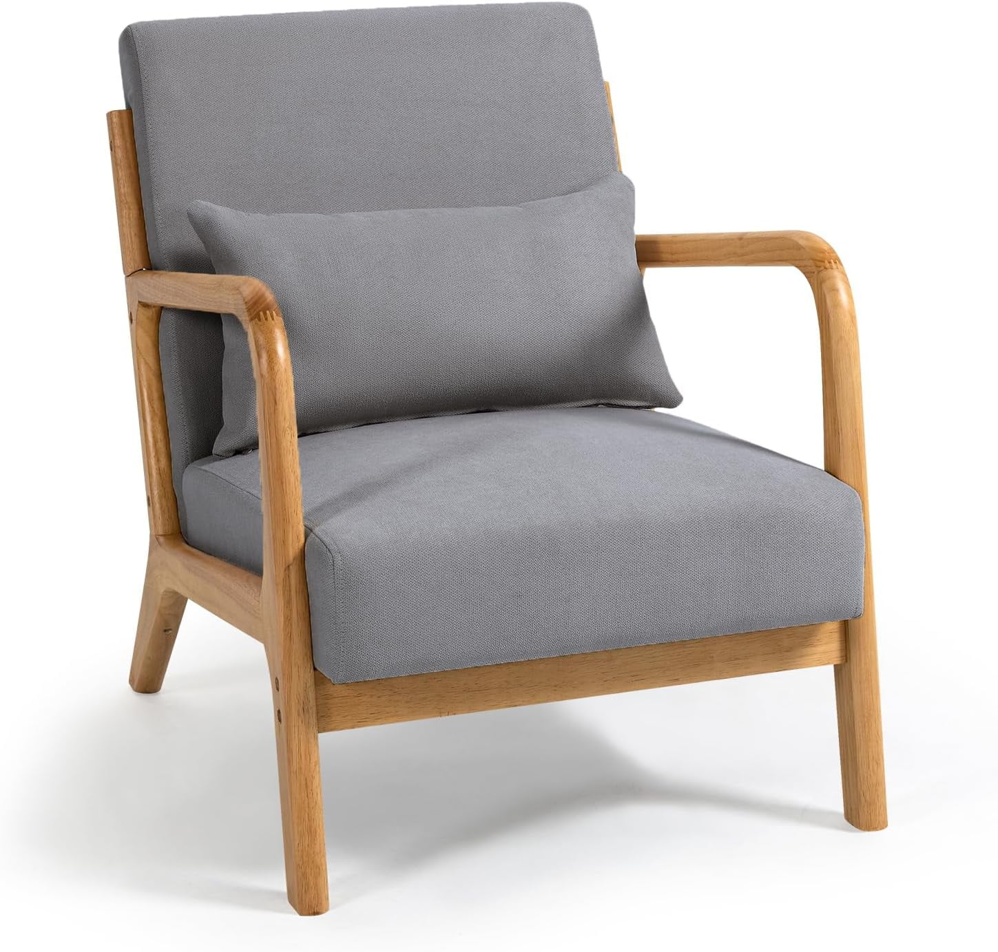 Living Room Chair with Solid Wood Armrest and Feet, MidCentury Modern