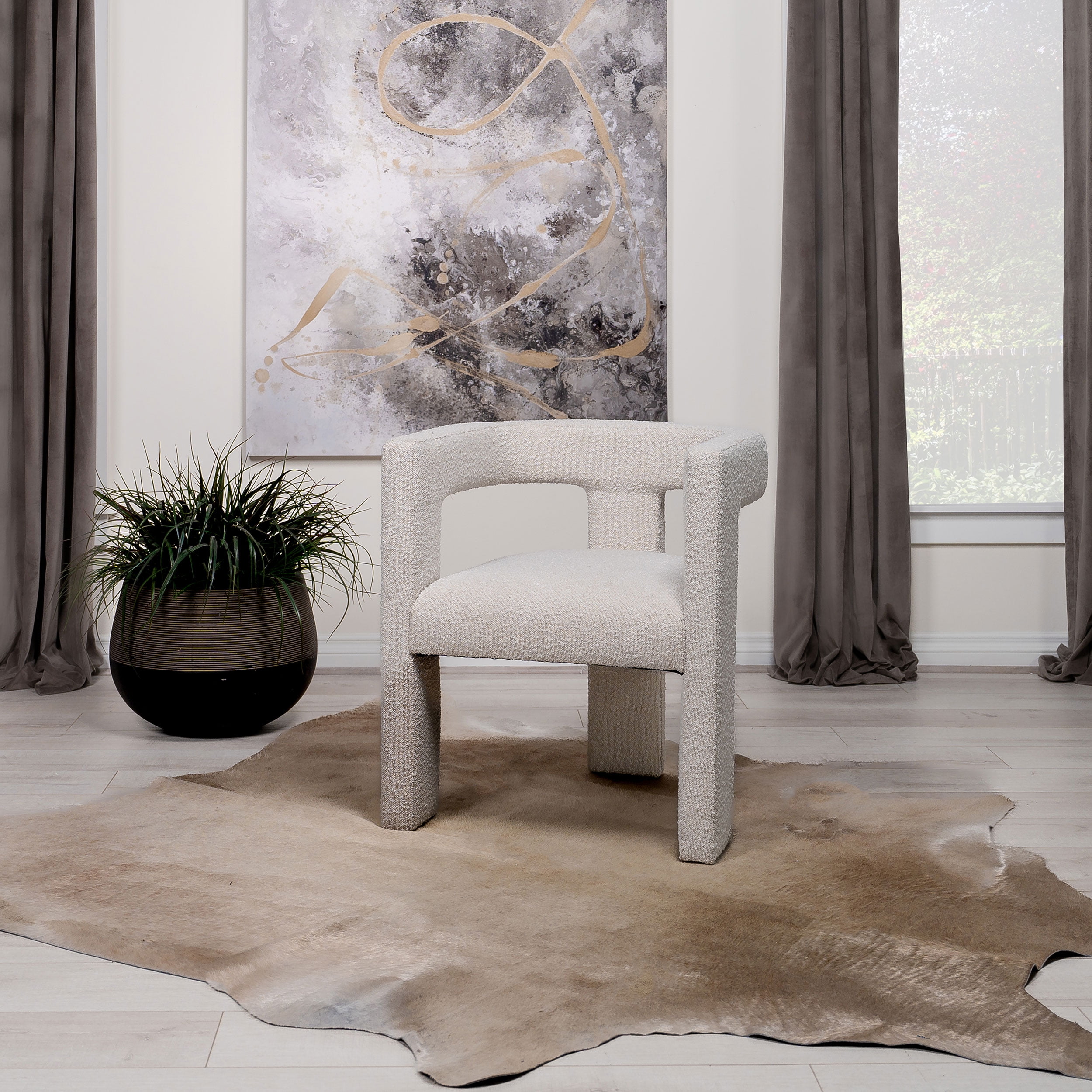 Living Room Chairs 1pc Contemporary Boucle Upholstered Accent Side