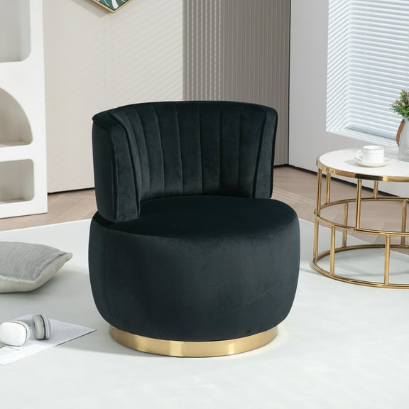 Living Room Chairs COOLMORE 360 Degree Swivel Cuddle Barrel Accent Sofa Chairs, Round Armchairs with Wide Upholstered, Fluffy Velvet Fabric Chair for Living Room, Bedroom, Office, Waiting Rooms,Accen