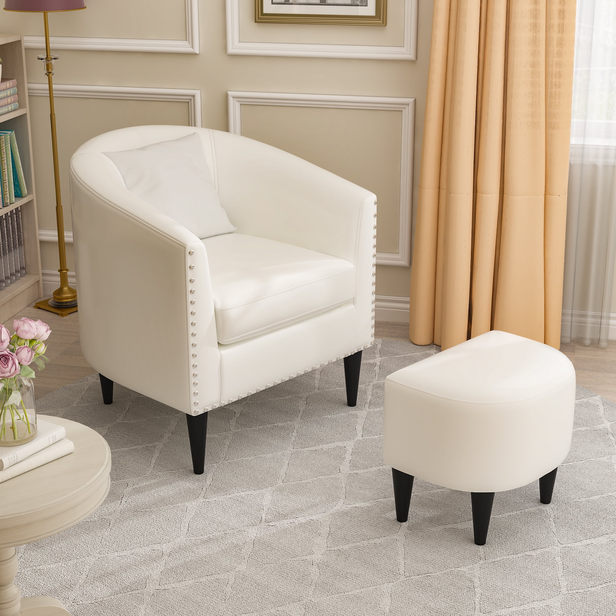 Club Chair Faux Leather Chair And Ottoman Ottoman Wayfair Leather