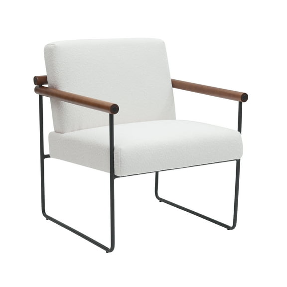 Living Room Chairs Modern Boucle Accent Armchair – Comfortable Upholstered Lounge Chair with Curved Armrests, Stylish Minimalist Chair for Living Room, Bedroom, Study, and Home Office(BEIGE),Accent