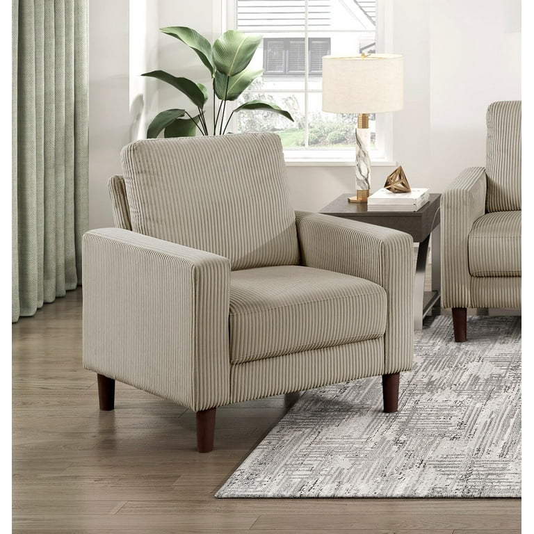 Living Room Chairs Modern Contemporary Taupe Corduroy Upholstered